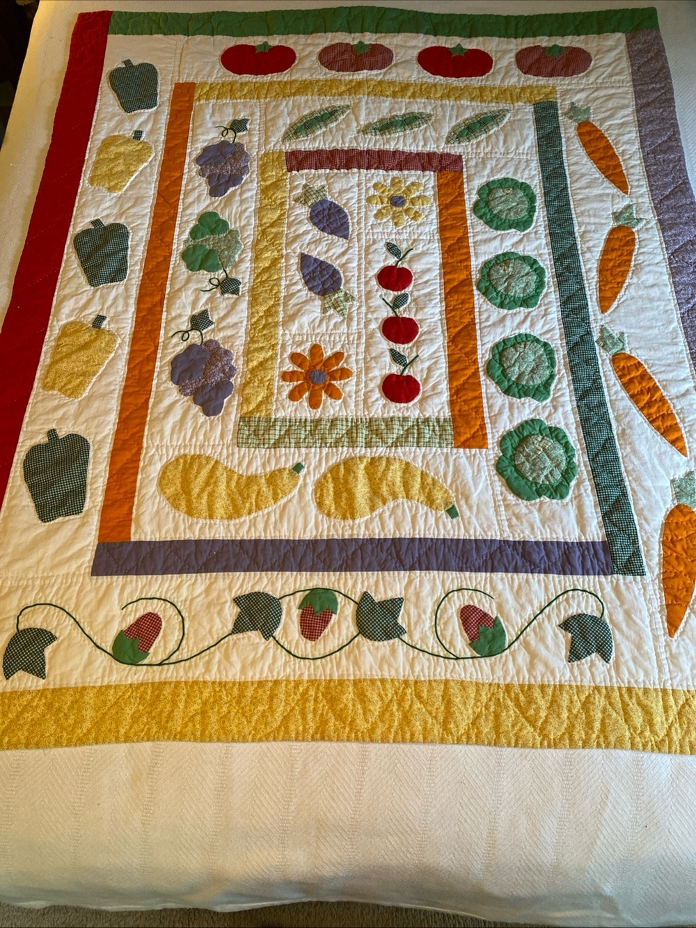 American Pacific Cotton Fruits And Vegetables Quilt Lap Quilt 49”x 59” -B8
